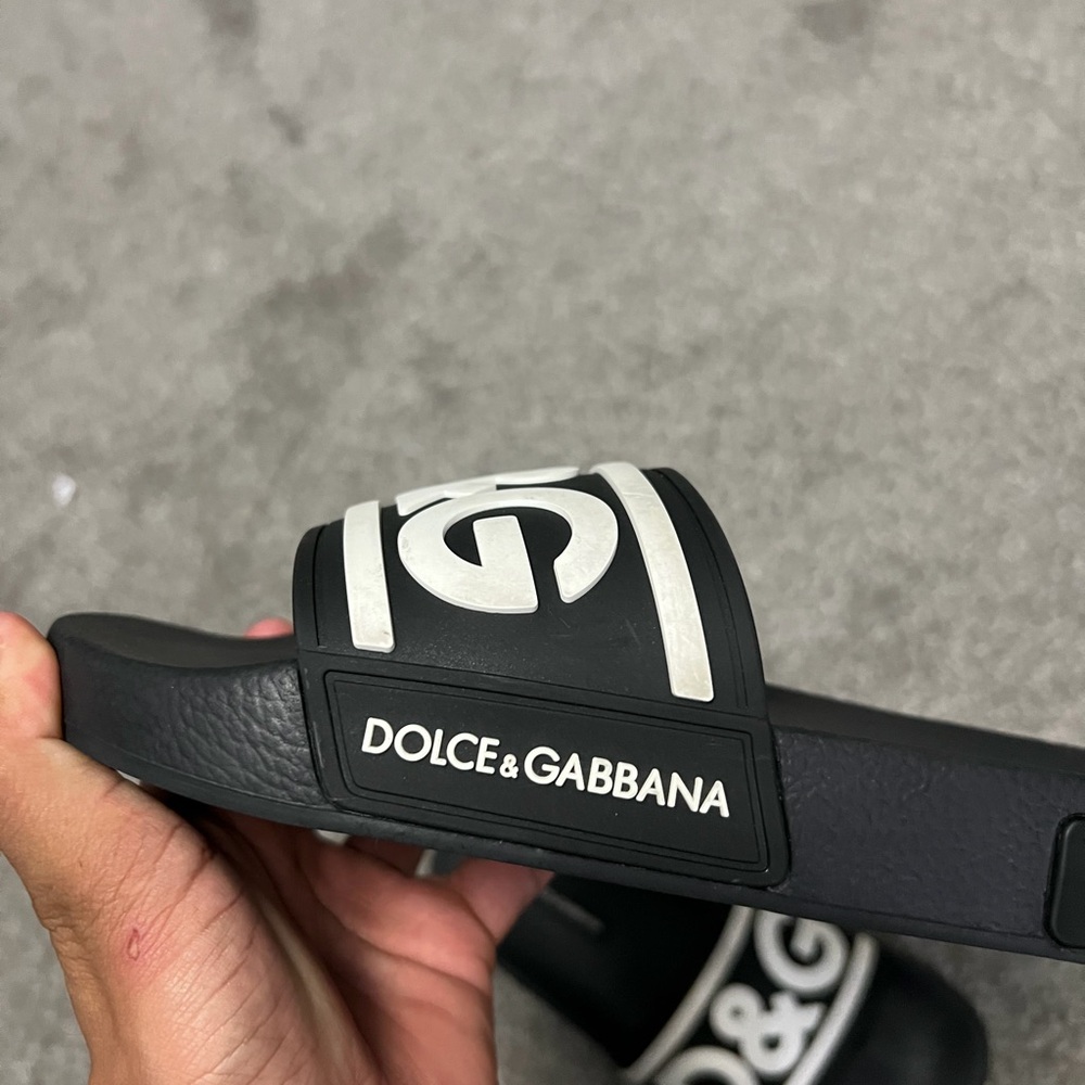 D&G Black & White Logo Slide Sandals - Picture 6 of 14